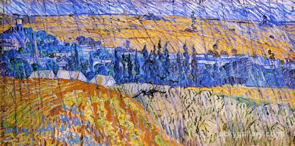 Landscape in the Rain, Van Gogh painting